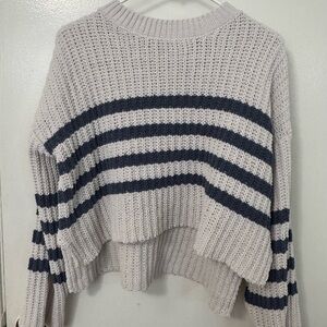 Pink Rose Cream and Black Striped Sweater